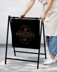 Metal Swing A-Frame & Custom UV Print Aluminum Panel, Outdoor Sidewalk Direction, Footpath Retail, Cafe, Restaurant, Business Advertise Sign