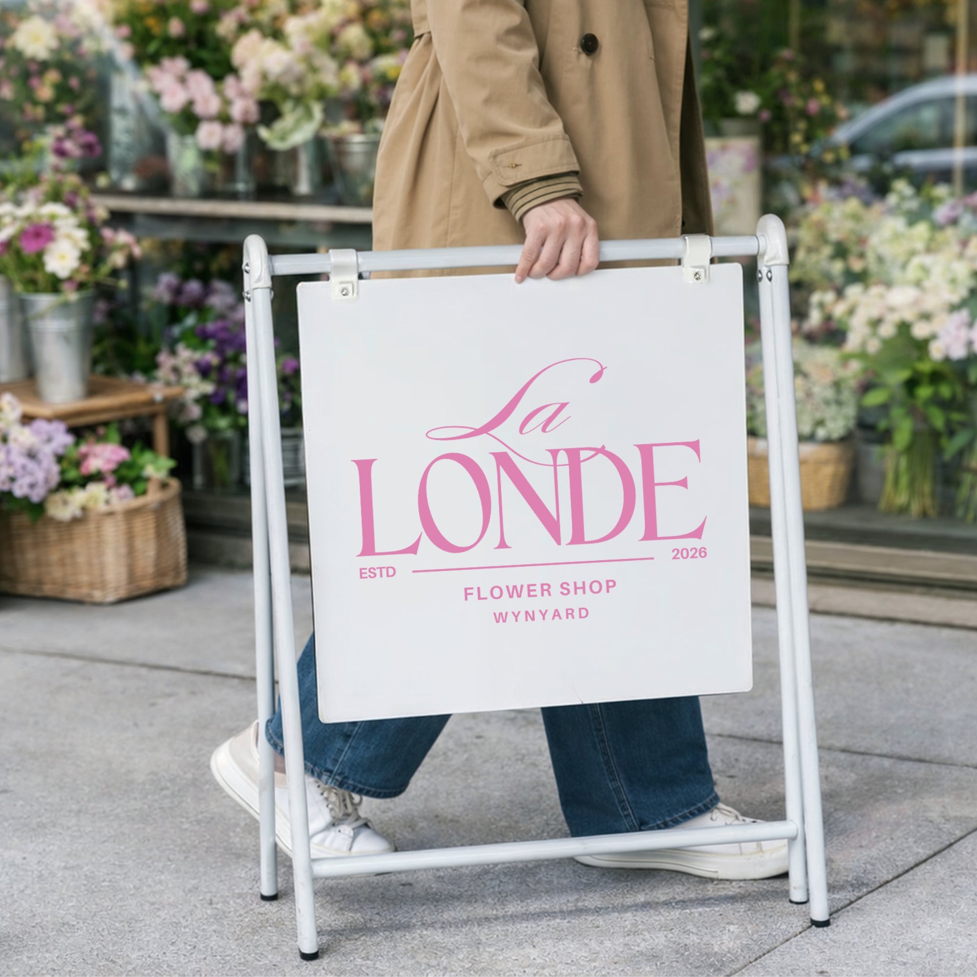 Metal Swing A-Frame & Custom UV Print Aluminum Panel, Outdoor Sidewalk Direction, Footpath Retail, Cafe, Restaurant, Business Advertise Sign