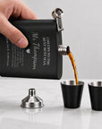 Personalised 170ml Hip Flask Set - Shot Glasses, Funnel & Free box. Custom Etched Groomsmen, Wedding, Dad Birthday, Xmas Logo Corporate Gift