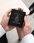 Personalised 170ml Hip Flask Set - Shot Glasses, Funnel & Free box. Custom Etched Groomsmen, Wedding, Dad Birthday, Xmas Logo Corporate Gift