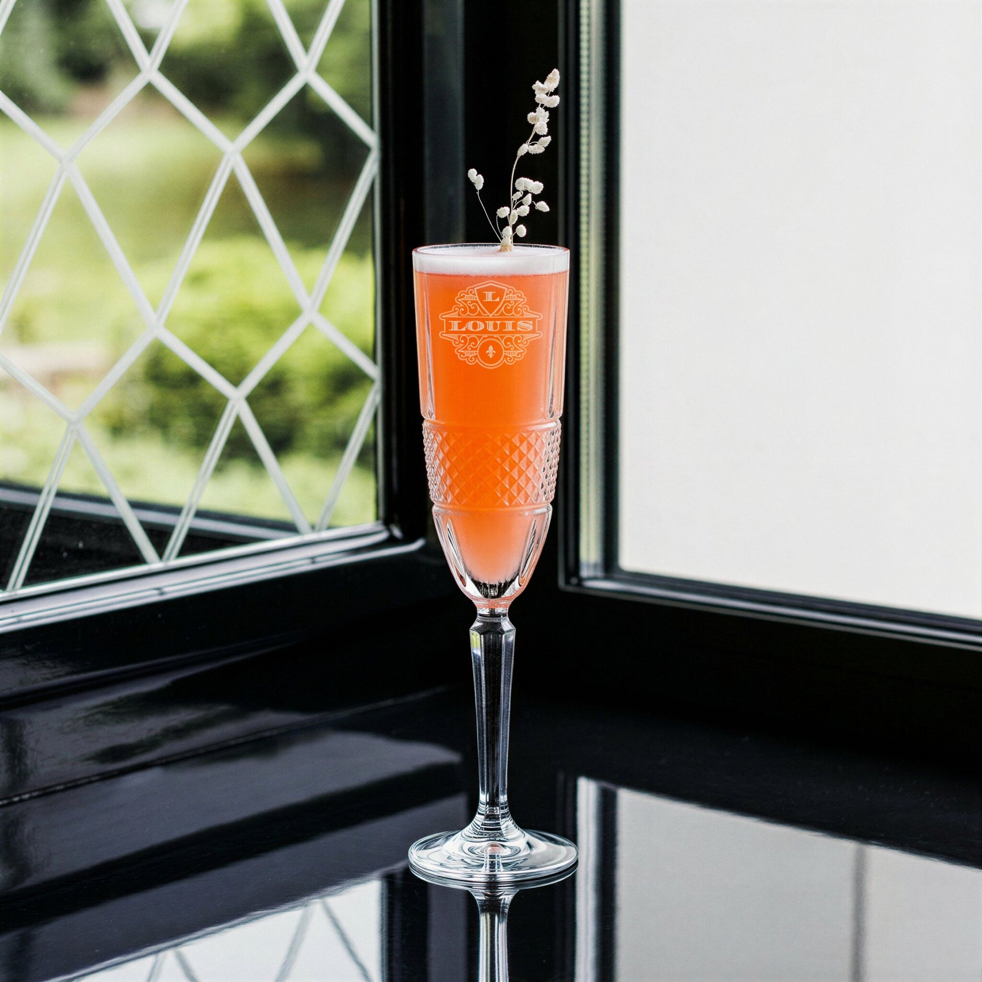 Personalised 190ml Italian Crystal Champagne Goblet Diamond Cut Glass, Custom Engraved Flute RCR Glassware/Barware, Birthday, Wedding Gift