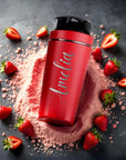 Personalised 25oz Insulated Protein Stainless Steel Shaker, Custom Engraved 750ml Gym Lover Matte Red Blender, Water Bottle, Work Out Dad Gift