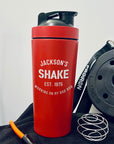 Personalised 25oz Insulated Protein Stainless Steel Shaker, Custom Engraved 750ml Gym Lover Matte Red Blender Water Bottle Work Out Dad Gift