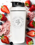 Personalised 25oz Insulated Protein Stainless Steel Shaker, Custom Engraved Logo 750ml Gym Lover Matt White Blender Bottle Work Out Mom Gift