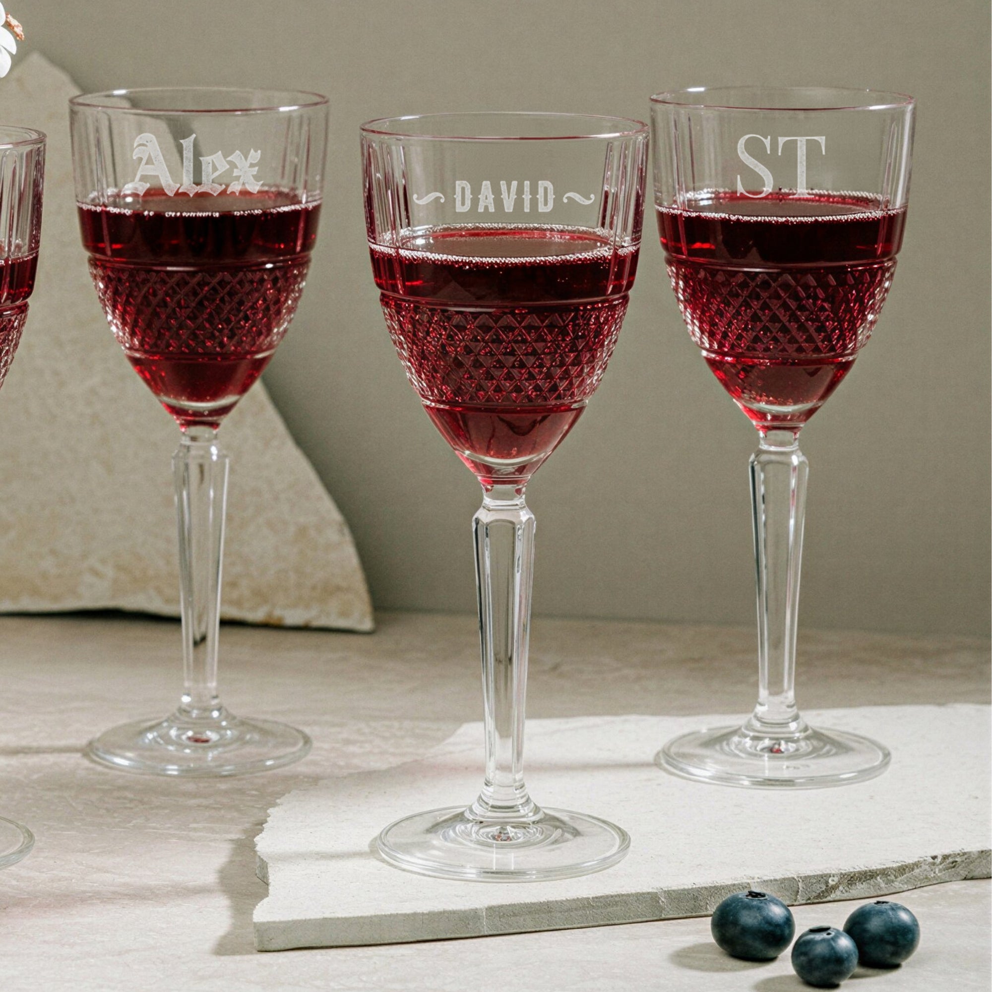 Personalised 290ml Italian Crystal Wine Goblet Diamond Cut Glass, Custom Engraved RCR Cristalleria Glassware/Barware, Birthday, Wedding Gift