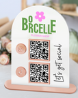 Personalised 3D Raised Acrylic Arch QR Code Let's Get Social Business Sign, Custom Spa, Beauty Salon, Cafe, Retail Reception Display Signage