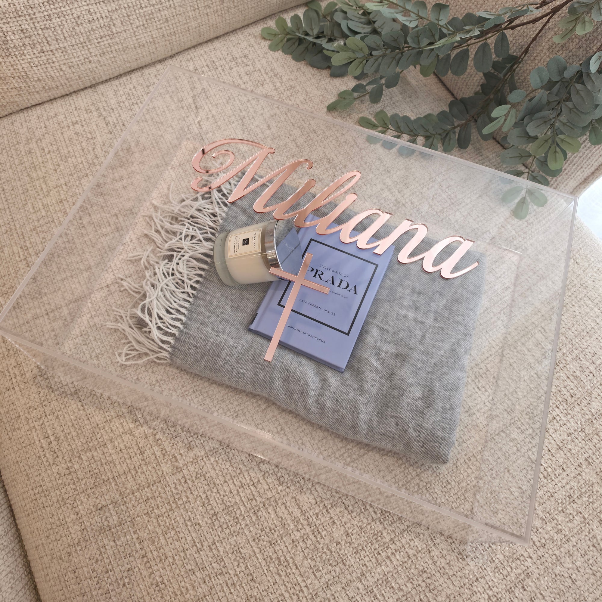 Personalised 3D Raised Acrylic Clear Christening Box, Custom Made Transparent Baptism Memory Box, First Birthday, Baby Shower Keepsake Gift