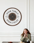 Personalised 3D Raised Wooden Coffee Bar Badge Sign, Custom Round Home Corner Wall Plaque, Family Kitchen Cafés Signage, Housewarming Gift