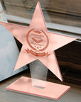 Personalised 3D Star Award Plaque/ Custom Engraved Acrylic School Graduate Teacher Trophy, Sport Coach, Mentor Keepsake, Xmas Corporate Gift