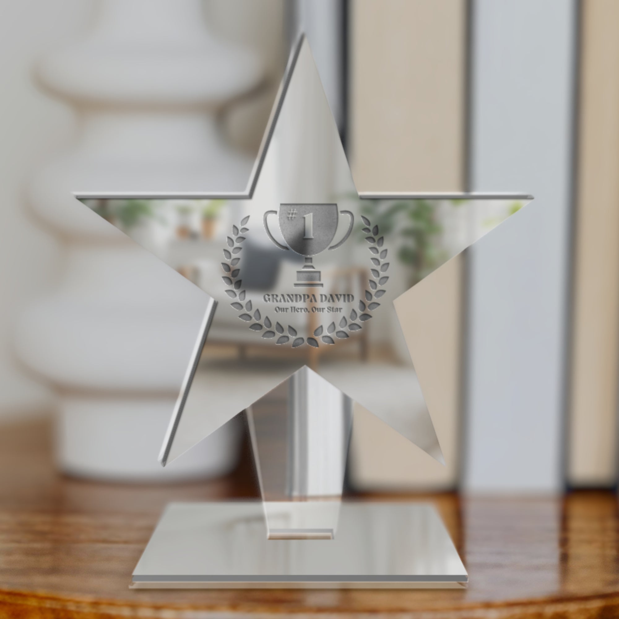 Personalised 3D Star Award Plaque/ Custom Engraved Acrylic School Graduate Teacher Trophy, Sport Coach, Mentor Keepsake, Xmas Corporate Gift