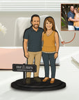 Personalised 3D Wooden Cartoon Couple Figurine Display, Custom Print Photo Portrait Caricature Home Decor, Birthday, Anniversary, Xmas Gift