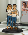Personalised 3D Wooden Cartoon Couple Figurine Display, Custom Print Photo Portrait Caricature Home Decor, Birthday, Anniversary, Xmas Gift