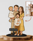 Personalised 3D Wooden Cartoon Family Figurine Display, Custom Print Photo Portrait Caricature Home Decor, Birthday, Anniversary, Xmas Gift