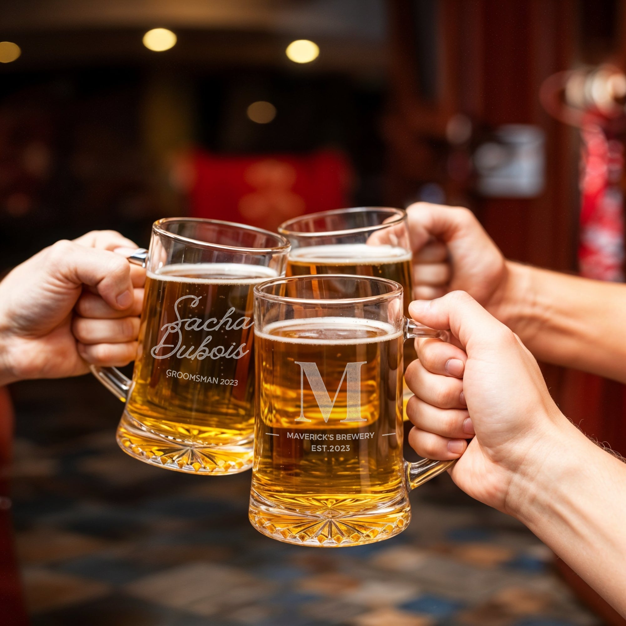 Personalised 510ml Italian Beer Tankard Glass, Engraved Brewery Mug, Custom Logo Tumbler, Dad, Housewarming Gift, Wedding Groomsmen Favour