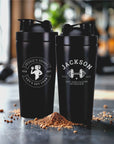 Personalised 750ml Insulated Protein Stainless Steel Shaker, Custom Engraved Gym Lover Matte Black 25oz Protein Blender, Water Bottle, Work Out Gift Mum, Dad