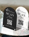 Personalised Acrylic Arch QR Code Scan To Pay Business Sign, Custom UV Print Mirror Spa, Beauty Salon, Cafe Retail Reception Display Signage