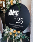 Personalised Acrylic Round Birthday Signage, Custom UV Print Mirror First Baby Shower, Christening/ Baptism Event Welcome Sign, Party Decor