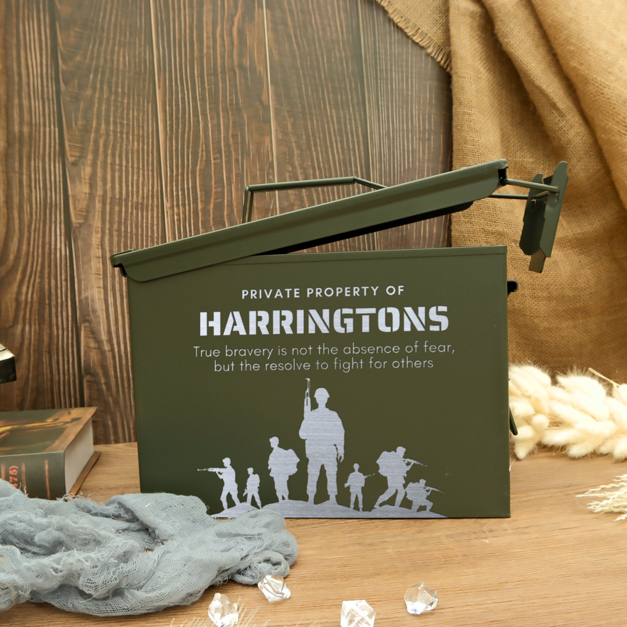 Personalised Ammo Can Box, Custom Engraved Military Garage Storage, Etched Logo Army Canister, Ammunition Holder Groomsman Dad Keepsake Gift