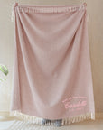 Personalised Fringe Throw, Custom Embroidered Name Logo Eco Blanket, Mum, Birthday, Xmas, Housewarming, Wedding, Anniversary, Corporate Gift