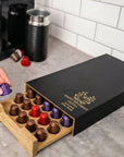 Personalised Bamboo Coffee 40 Capsules Drawer, Custom Engraved Wooden Pod Storage, Kitchen Cafe Bar Organiser, Housewarming/ Birthday Gift