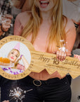 Personalised Key Birthday Signing Photo Wooden Board, Custom Engraved Name, Date Guest Book Alternative, Party Decor, Laser Cut & Print Sign