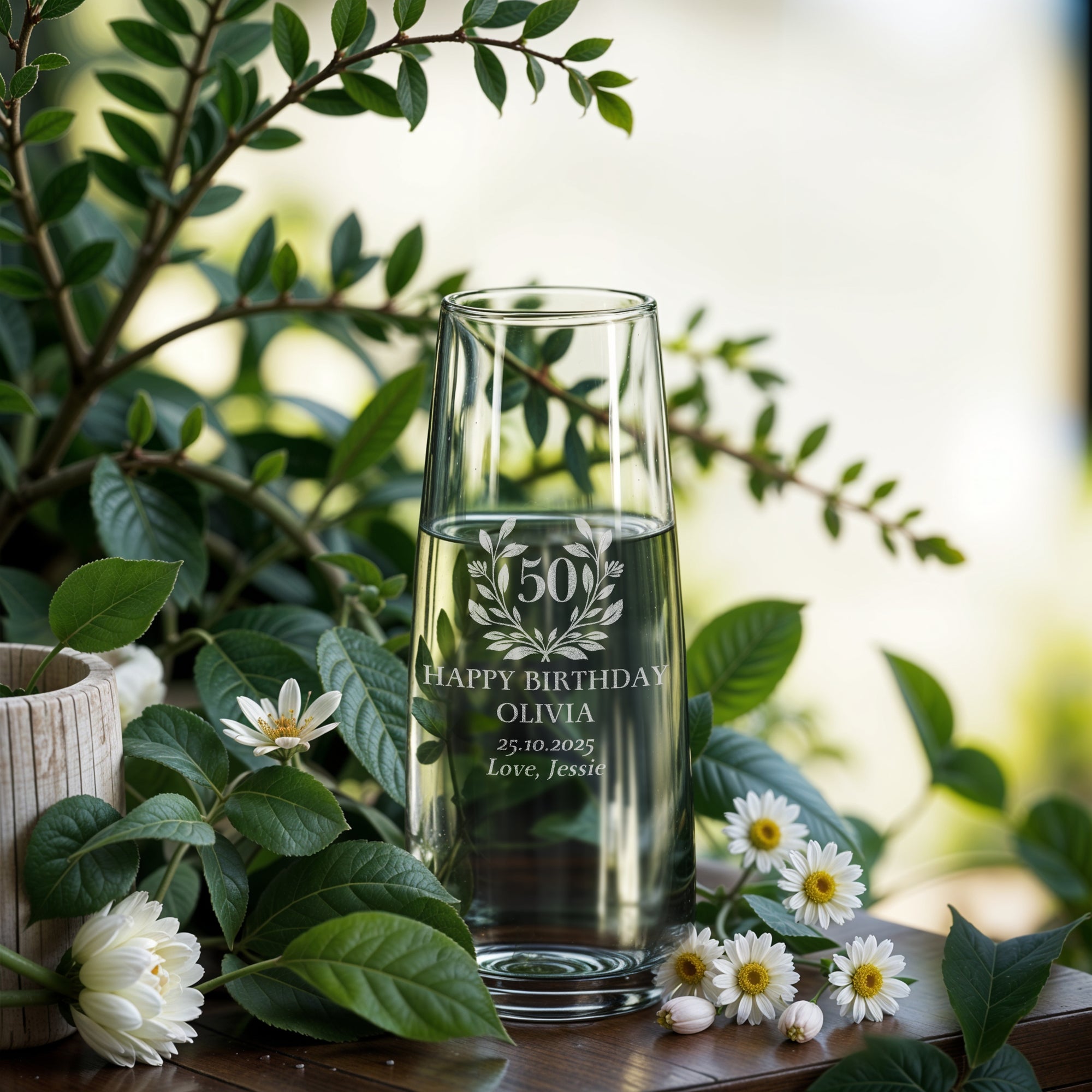 Personalised Small Glass Vase, Custom Engraved Glassware, Home/ Wedding Decor, Bridesmaid Favours, Housewarming, Anniversary, Birthday Gift