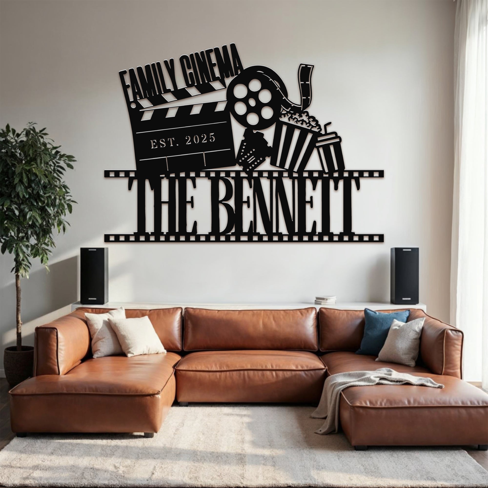 Personalised Family Name Clapperboard Cinema Sign, Custom Wooden Acrylic Plaque Wall Art, Home Movie Theatre Signage Decor Housewarming Gift