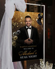 Personalised Black & Gold Photo Welcome Corflute Sign, Custom Print Reception Birthday, Bachelor Party, Bridal Shower Event Occasion Signage