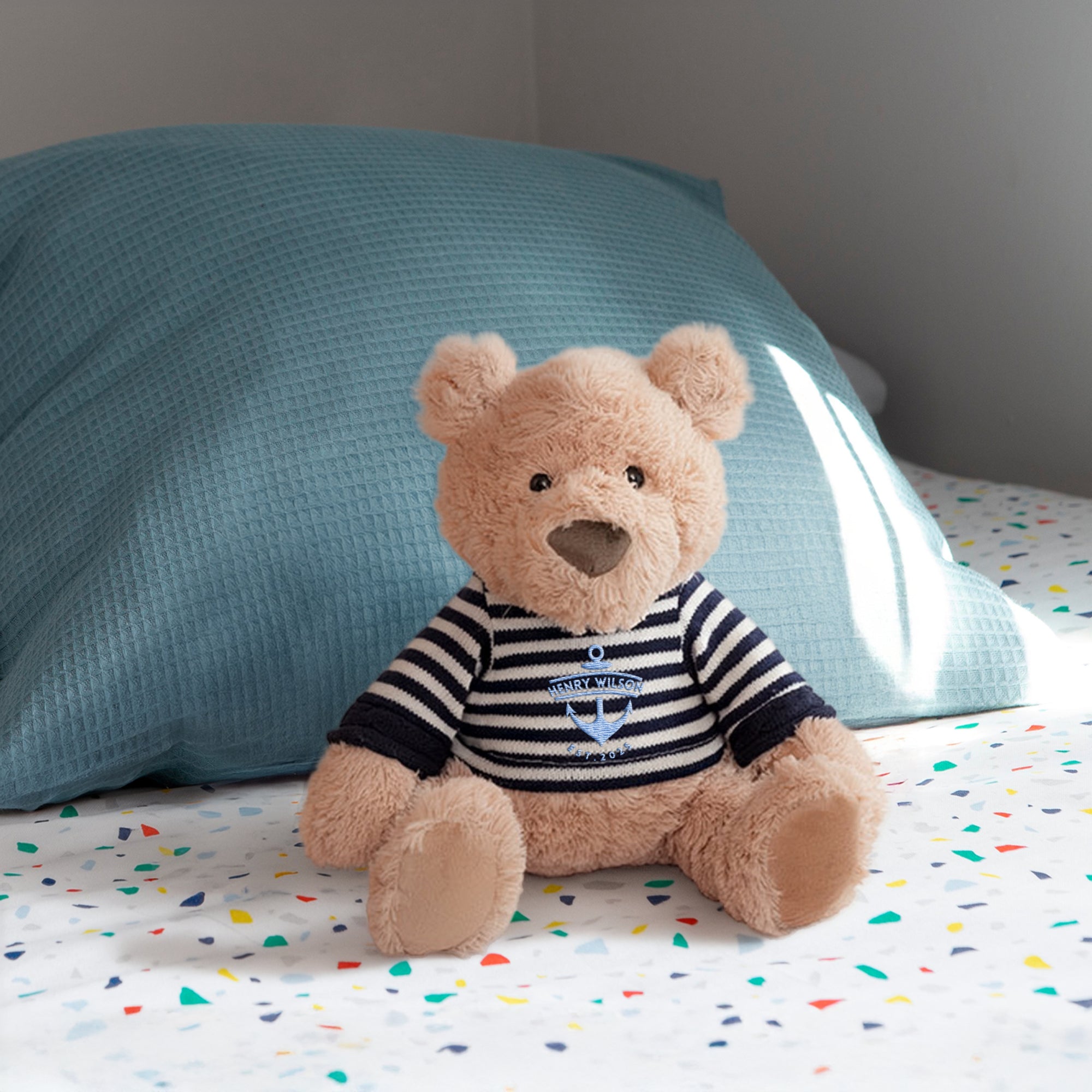 Personalised Embroidery Knit Sweater Teddy Bear, Custom Embroidered Snuggle Plush Toy, Baby Shower Birthday, Anniversary Couple Wedding Gift