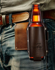 Personalised Leatherette Insulated Beer Stubby Holster, Custom Engraved Name Bottle Cooler Belt Holder, Wedding Groomsmen, Father's Day Gift