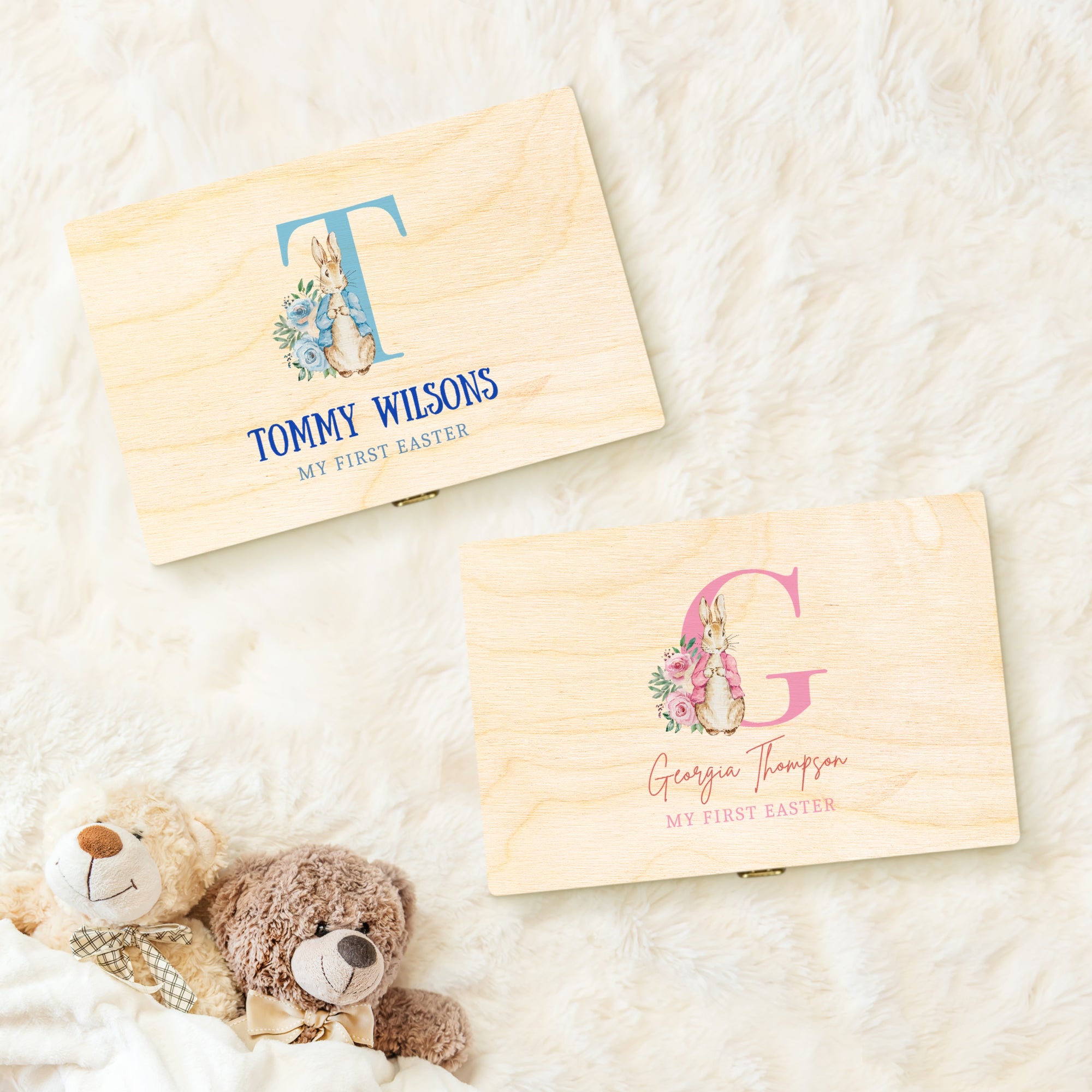 Personalised Kid Easter Wooden Keepsake Box, Custom God Bless Memory Treasure Storage, New Born Baby Baptism Christening First Birthday Gift