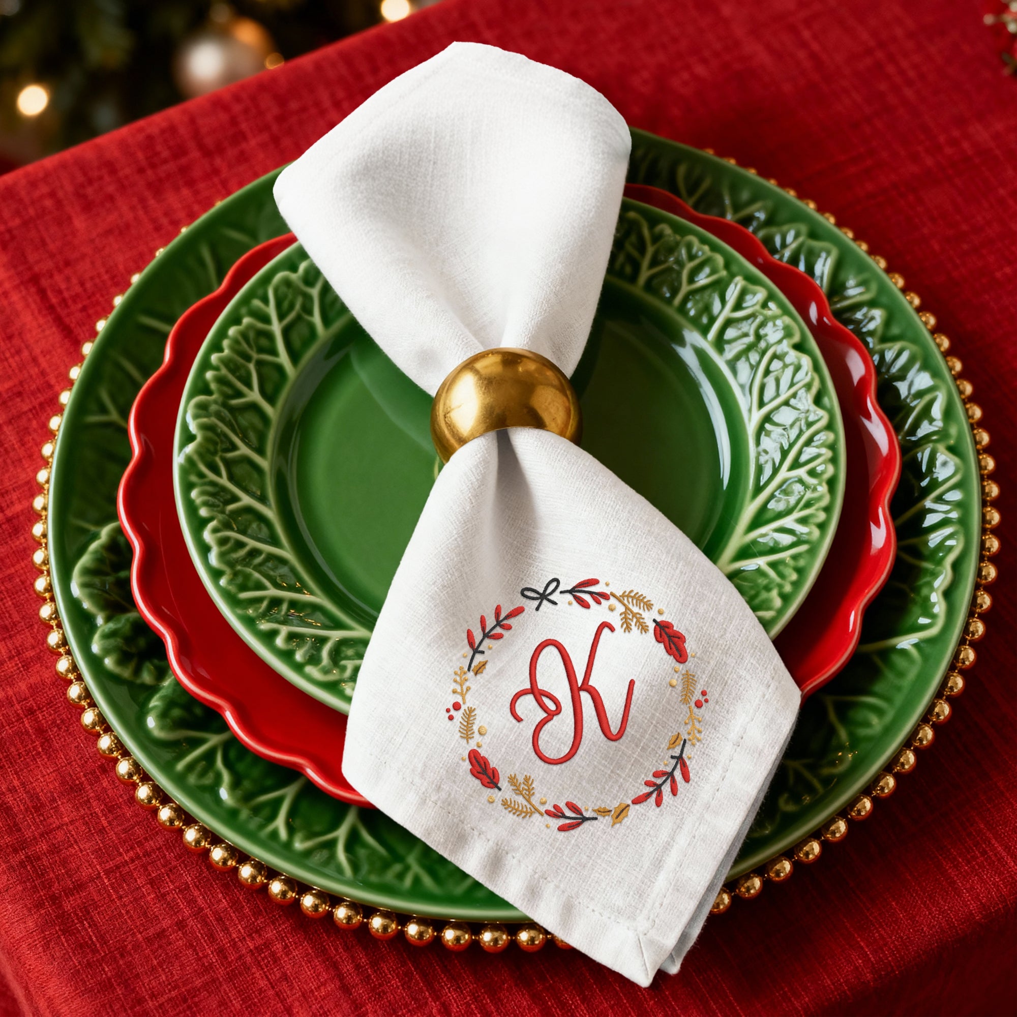 Personalised Christmas Linen Napkin, Custom Embroidered Holiday Dinner Towel, Festive Name Place Setting, Xmas Table Decor, Family Host Gift