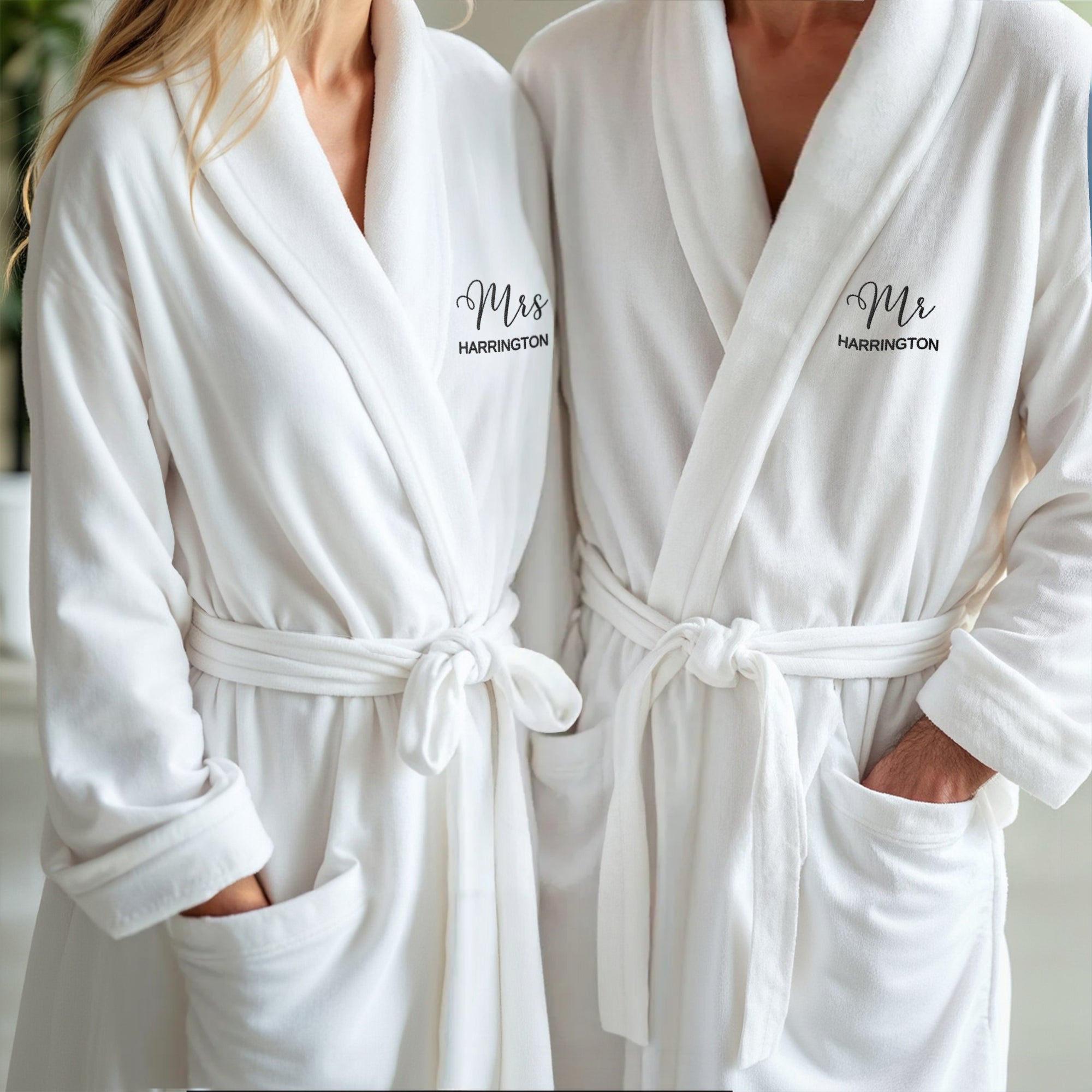 Personalised Embroidery Plush Bathrobe, Custom Name Embroidered Luxury Men Women Dressing Gown, Logo Spa Robe, Housewarming Anniversary Gift