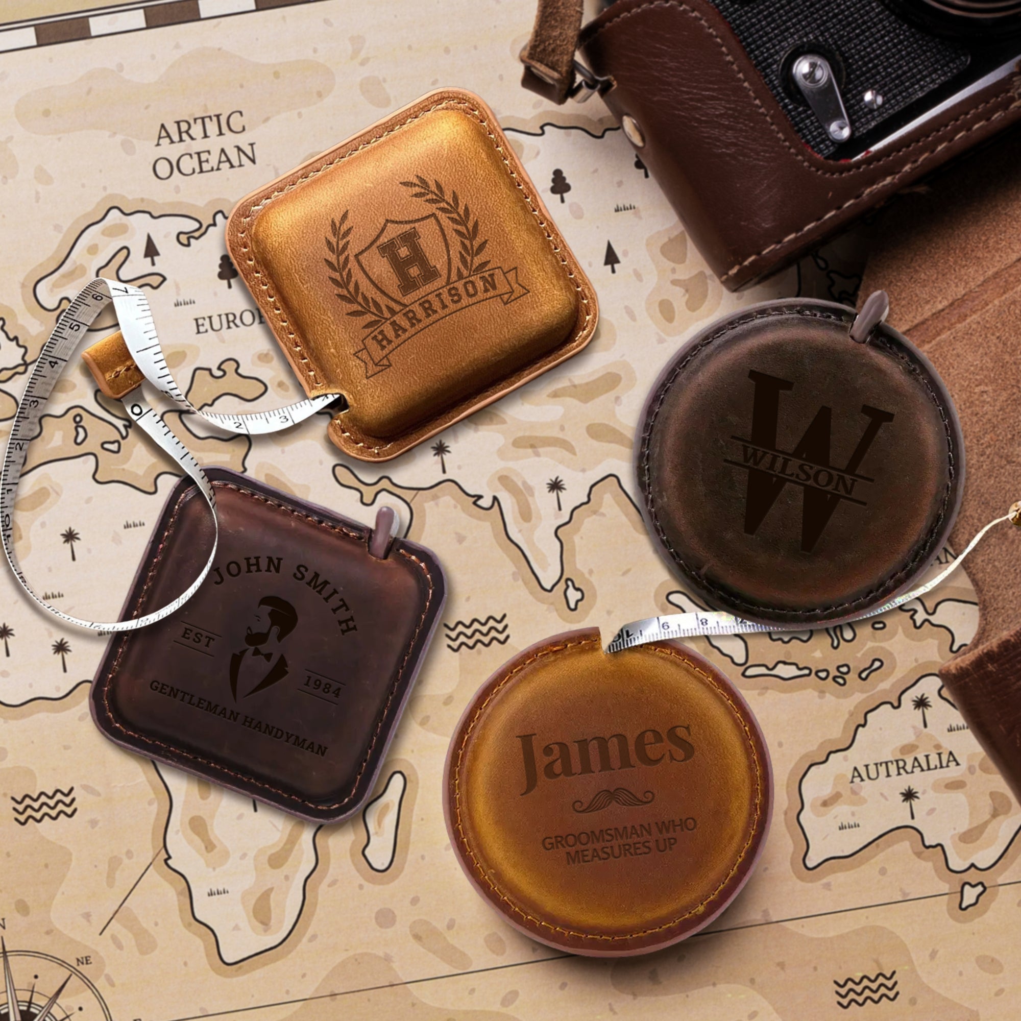 Personalised Cowhide Leather Measuring Tape, Custom Engraved Loved Beyond Measure, Dad Mom, Groomsman, Craft Handyman Builder Corporate Gift