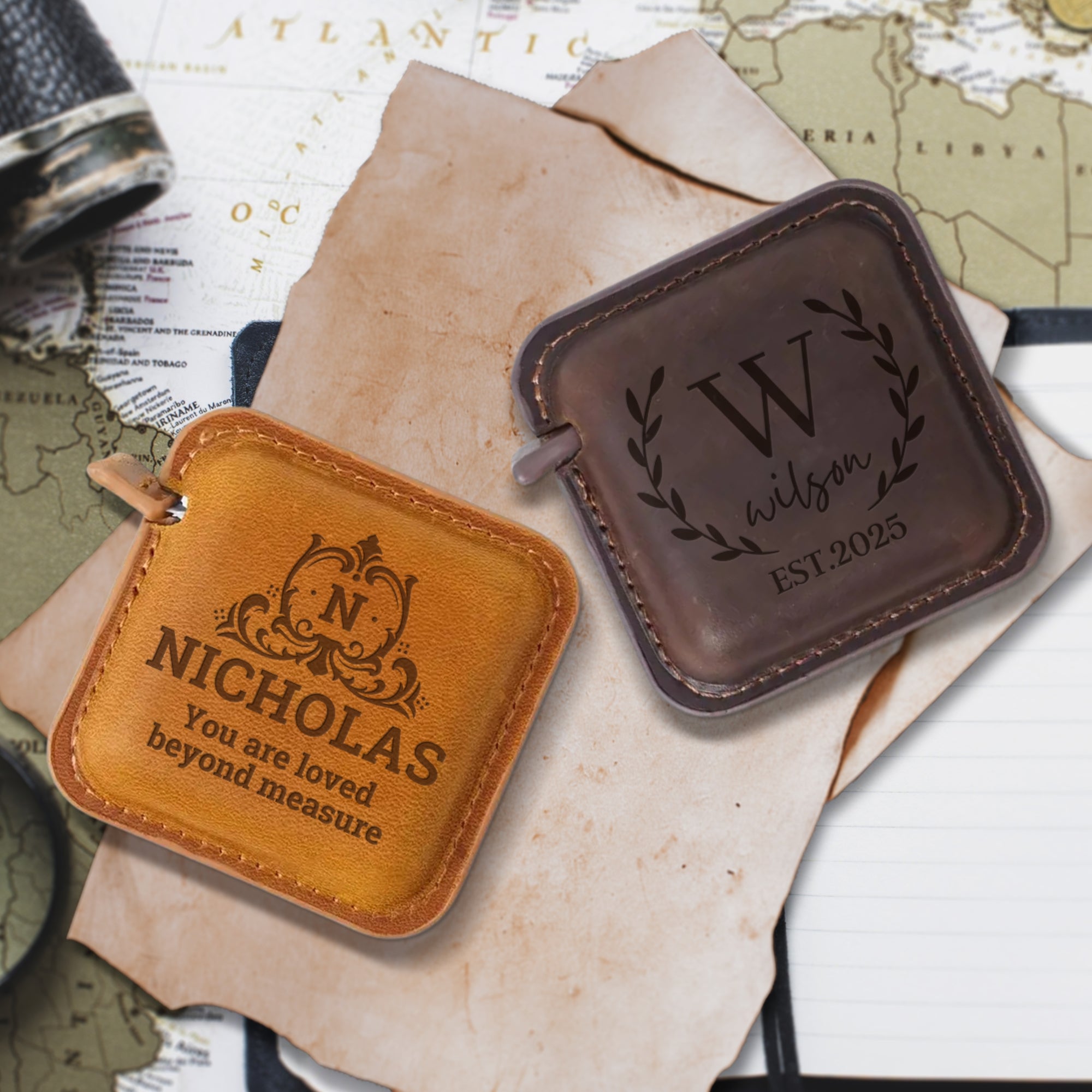 Personalised Cowhide Leather Measuring Tape, Custom Engraved Loved Beyond Measure, Dad Mom, Groomsman, Craft Handyman Builder Corporate Gift