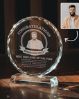 Personalised Crystal Glass Trophy, Custom Engraved Photo Employee Recognition Plaque, Graduate Teacher Sport Coach Award Logo Corporate Gift