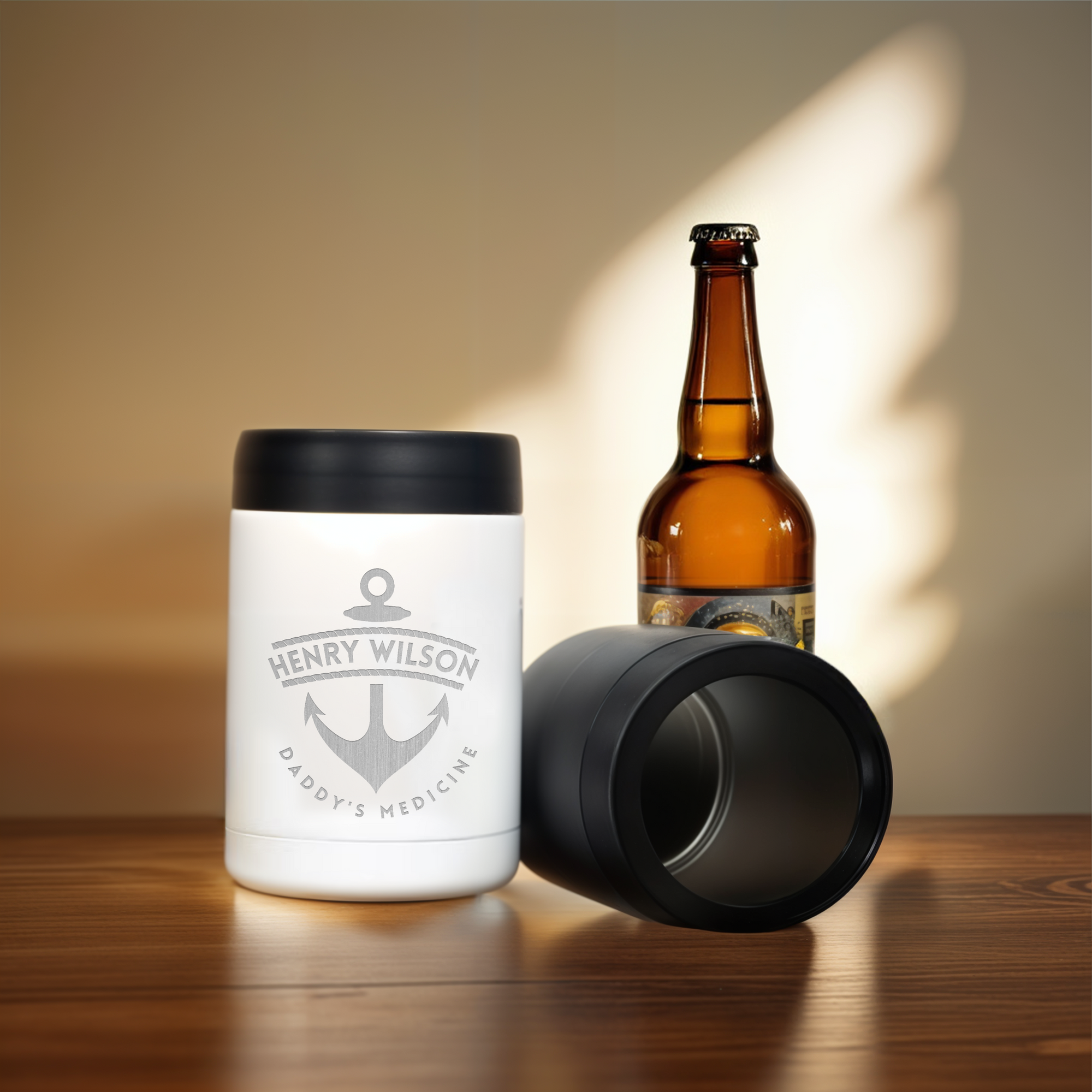 Personalised Double Wall Insulated Can Cooler, Custom Engraved Logo Stainless Steel Beer Bottle Stubby Holder, Dad Groomsmen, Corporate Gift