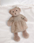 Personalised Embroidery Teddy Bear in Dress, Custom Embroidered Snuggle Plush Toy, Baby Shower Birthday, Mum Daughter Sisters Keepsake Gift