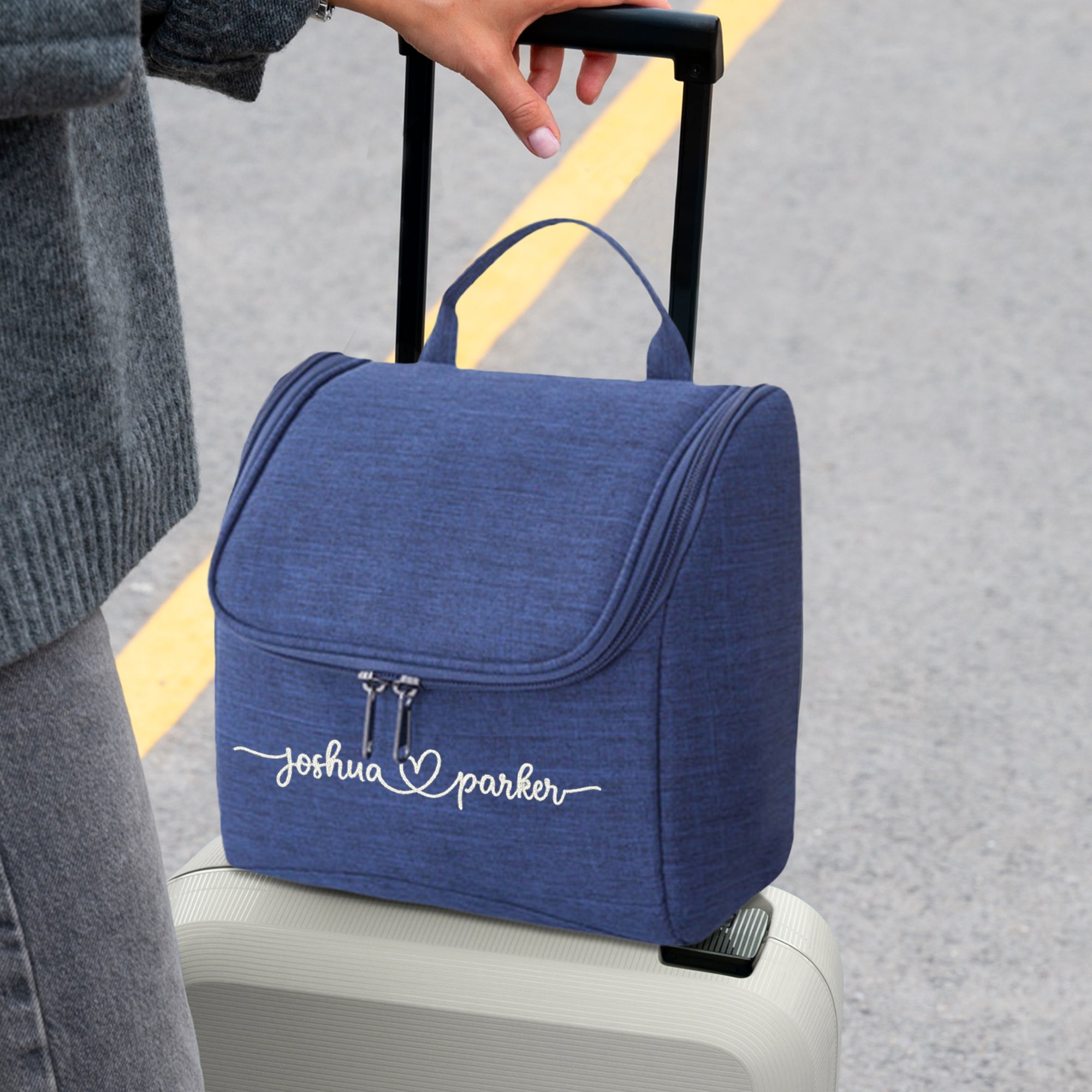 Personalised Embroidered Hanging Toiletry Bag, Custom Travel Organiser, Lightweight Cosmetic Storage, Camping, Business Trip Bridesmaid Gift