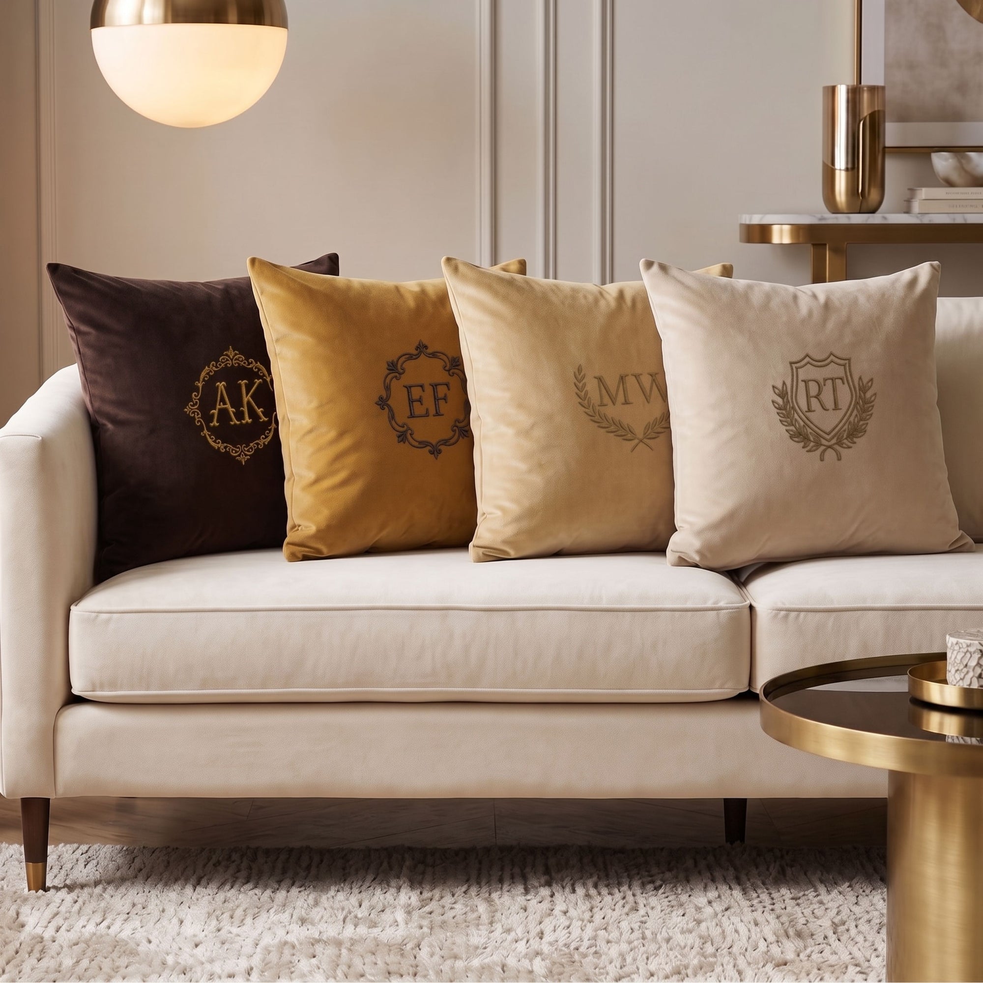 Personalised Embroidered Velvet Cushion Cover 50x50cm, Custom Name & Monogram Luxe Throw Pillow Home Décor, Housewarming, Xmas, Wedding Gift