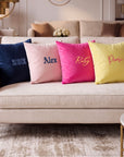 Personalised Embroidered Velvet Cushion Cover 50x50cm, Custom Name & Monogram Luxe Throw Pillow Home Décor, Housewarming, Xmas, Wedding Gift