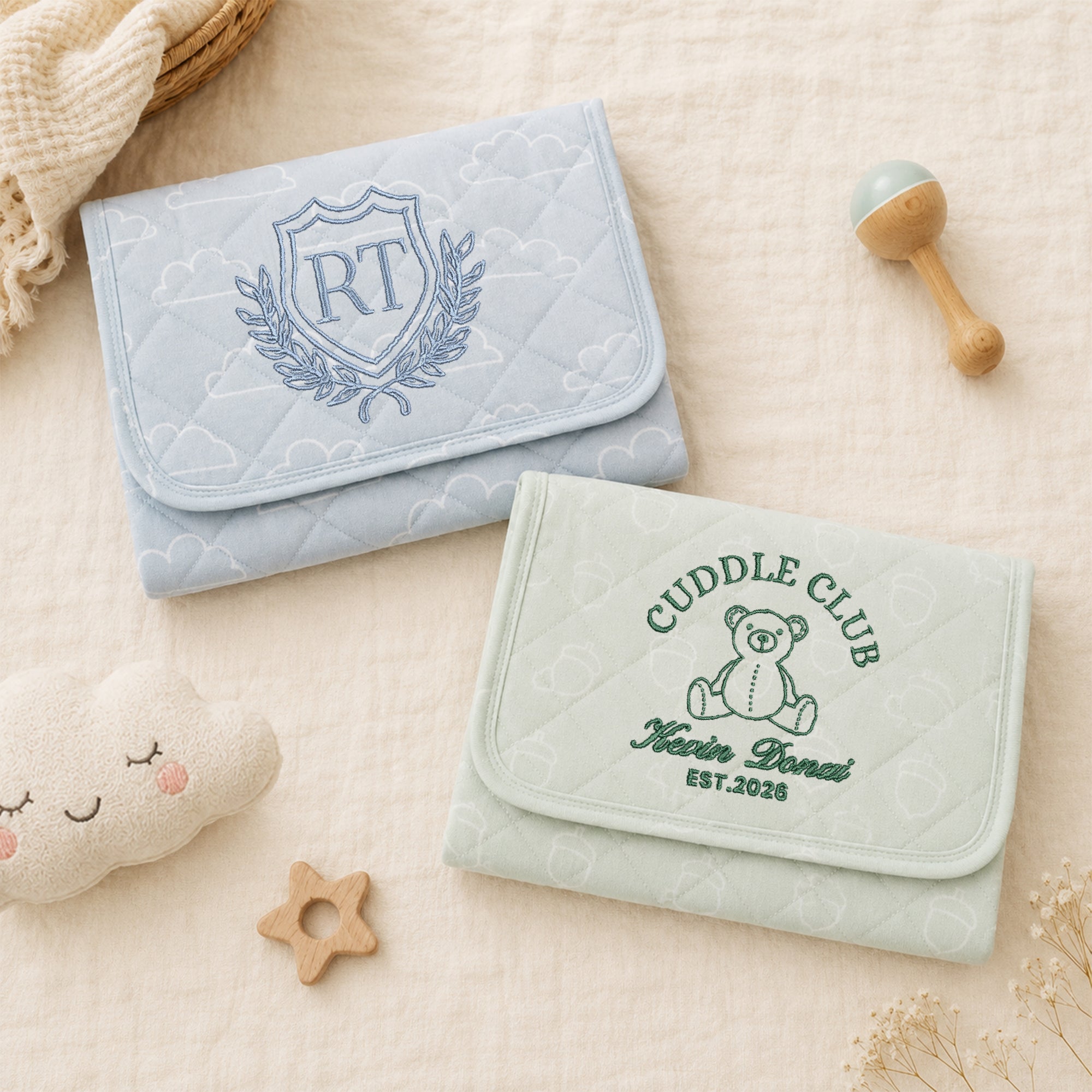 Personalised Embroidery Baby Travel Change Mat, Custom Name Infant Foldable Nappy Pad Cover Clutch, Newborn Birthday Shower Christening Gift
