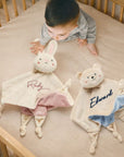 Personalised Embroidery Bear/ Bunny Comforter, Custom Baby Name Sleep Snuggle Kid Soft Toy Blanket, Toddler Christening Birthday Shower Gift