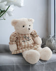 Personalised Embroidery Teddy Bear in Dress, Custom Embroidered Snuggle Plush Toy, Baby Shower Birthday, Mum Daughter Sisters Keepsake Gift
