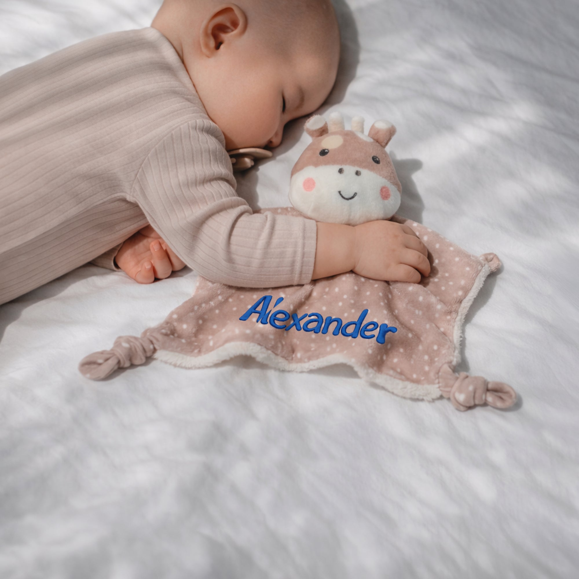Personalised Embroidery Giraffe Comforter, Custom Baby Name Sleep Snuggle Kid Animal Soft Toy Blanket, Toddler Baptism, Birthday Shower Gift