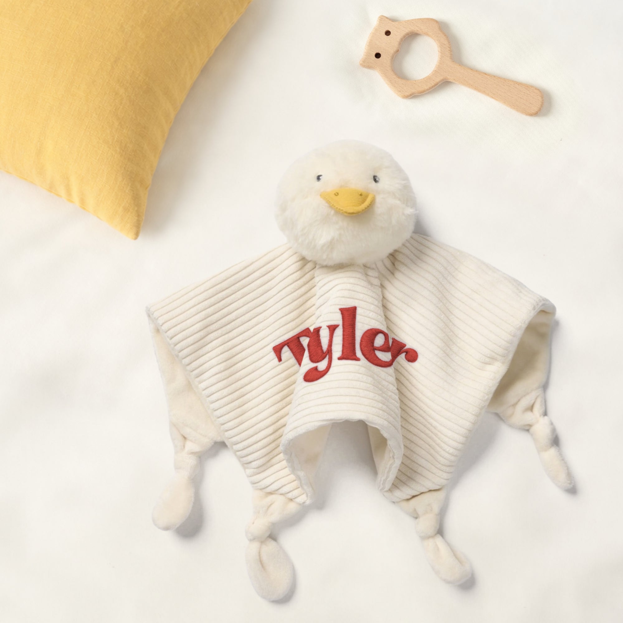 Personalised Embroidery Goose Comforter, Custom Baby Name Sleep Duck Snuggle, Kid Soft Toy Blanket, Toddler Christening Birthday Shower Gift