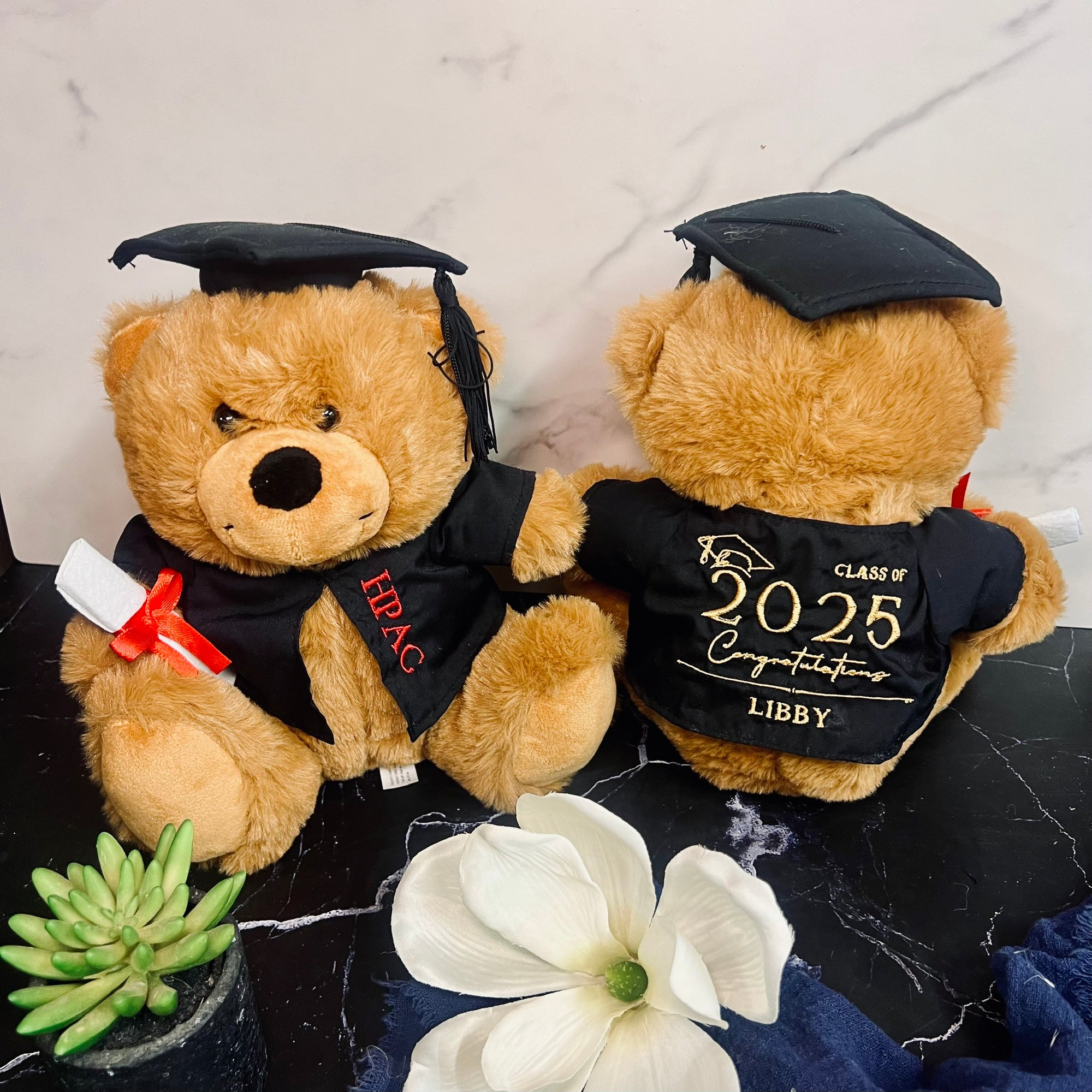 Personalised Embroidery Graduation Teddy, Custom Embroidered Cap & Gown Bear, Kid Preschool/ Year 6/ 12/ University Grad Plush Keepsake Gift