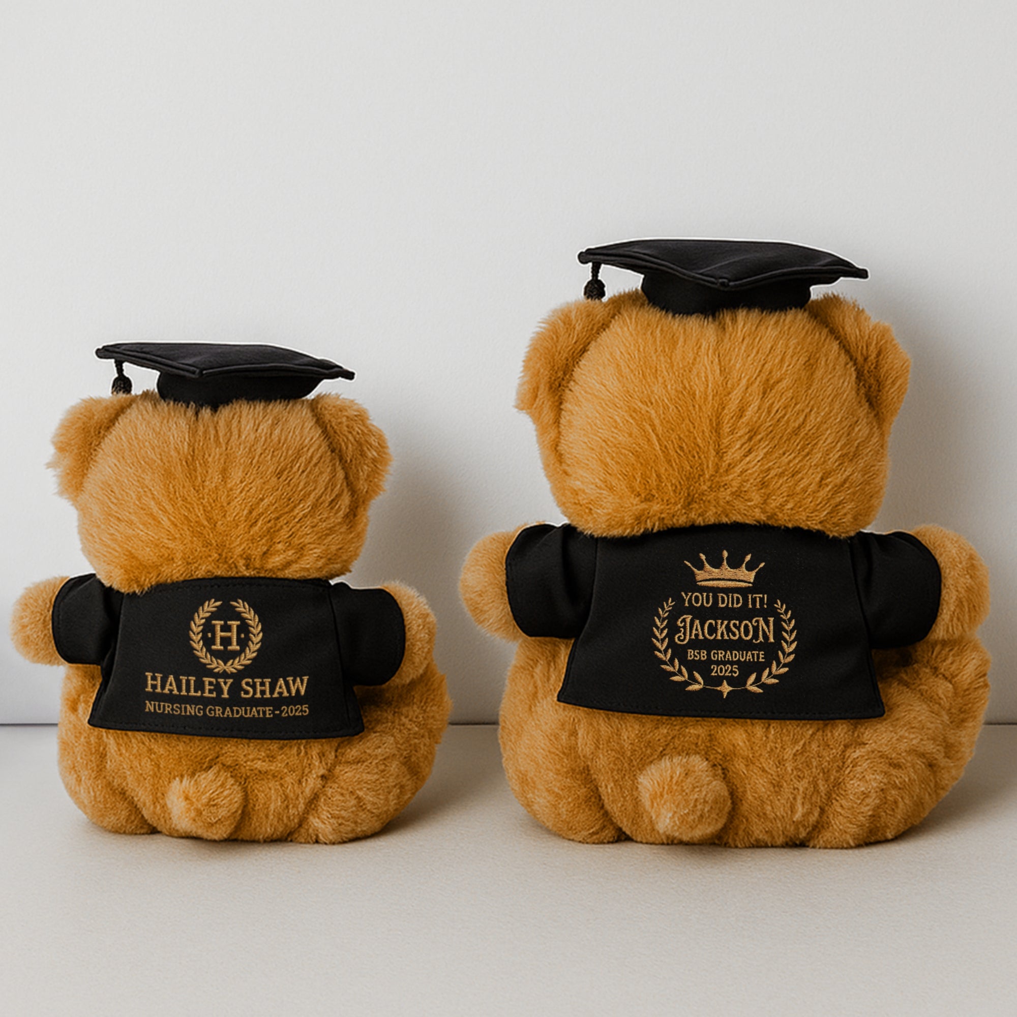Personalised Embroidery Graduation Teddy, Custom Embroidered Cap &amp; Gown Bear, Kid Preschool/ Year 6/ 12/ University Grad Plush Keepsake Gift