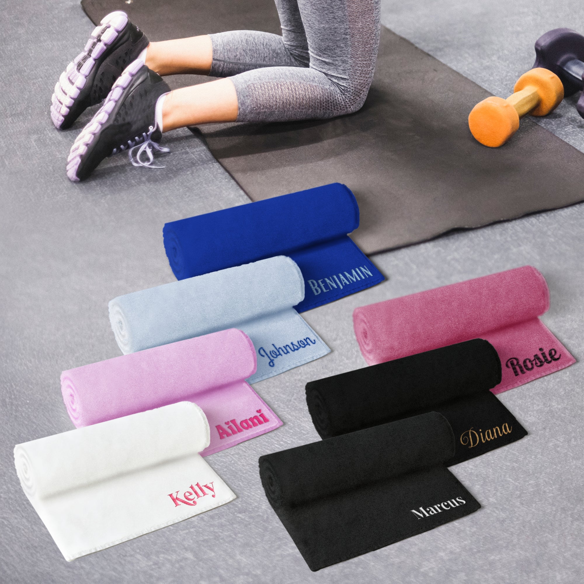 Personalised Embroidery Microfibre Quick Dry Gym Towel, Customised Name Logo Fitness, Yoga, Travel, Sport, Workout, Birthday, Corporate Gift