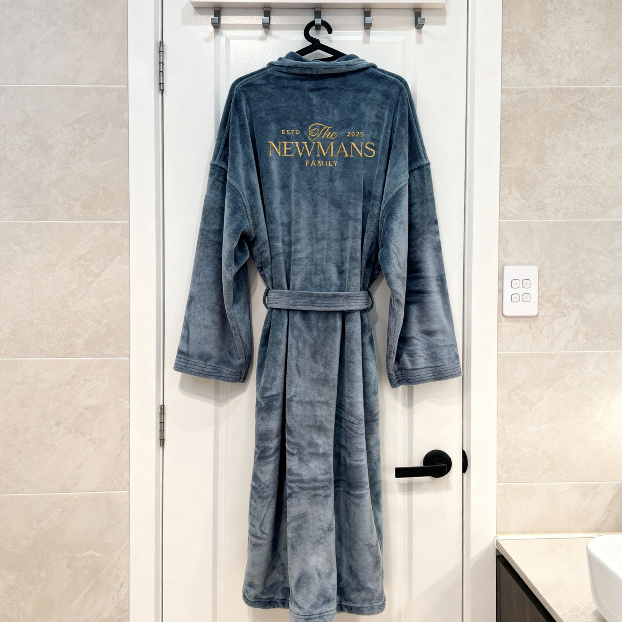 Personalised Embroidery Plush Bathrobe, Custom Name Embroidered Luxury Men Women Dressing Gown, Logo Spa Robe, Housewarming Anniversary Gift